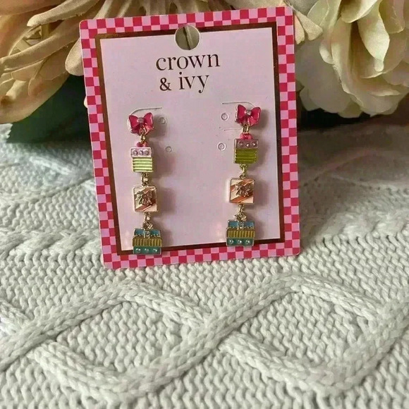 NWT Crown & Ivy Christmas Holiday Earrings Pierced - Picture 6 of 6